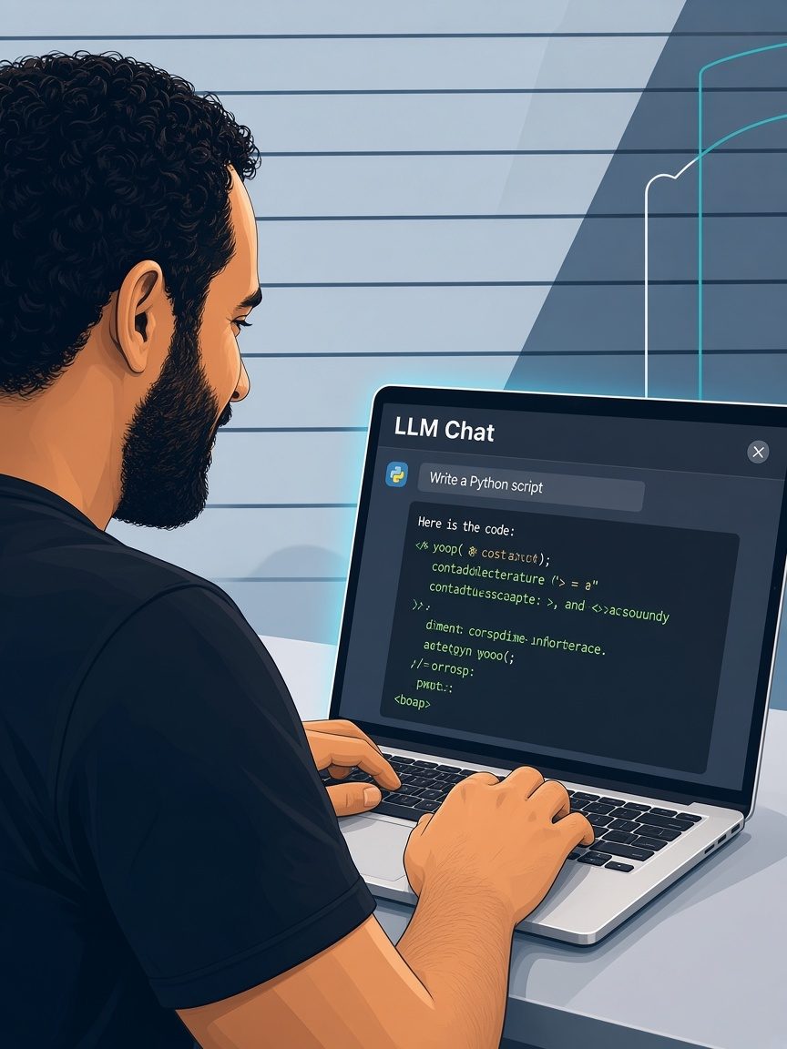Lucas Cooper-Bey working on a laptop